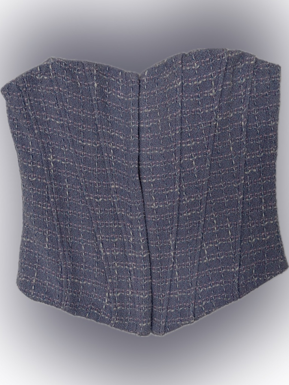 Zara Lilac Tweed Corset Top Size Small Structured Bustier Strapless Chic
